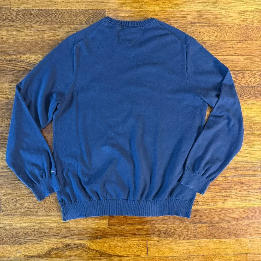 Tommy Hilfiger Men's Essential Flag Stripe Crewneck Sweater Size XL Navy Blue